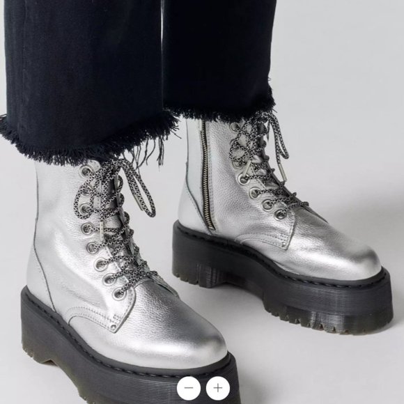 Silver Platform Lace-Up Boots - Picture 3 of 15